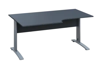 ERK 18 - 168 stůl kancelářský, rohový, levý, kovová podnož stříbrná, deska 18 mm, široký 1600 mm, antracit